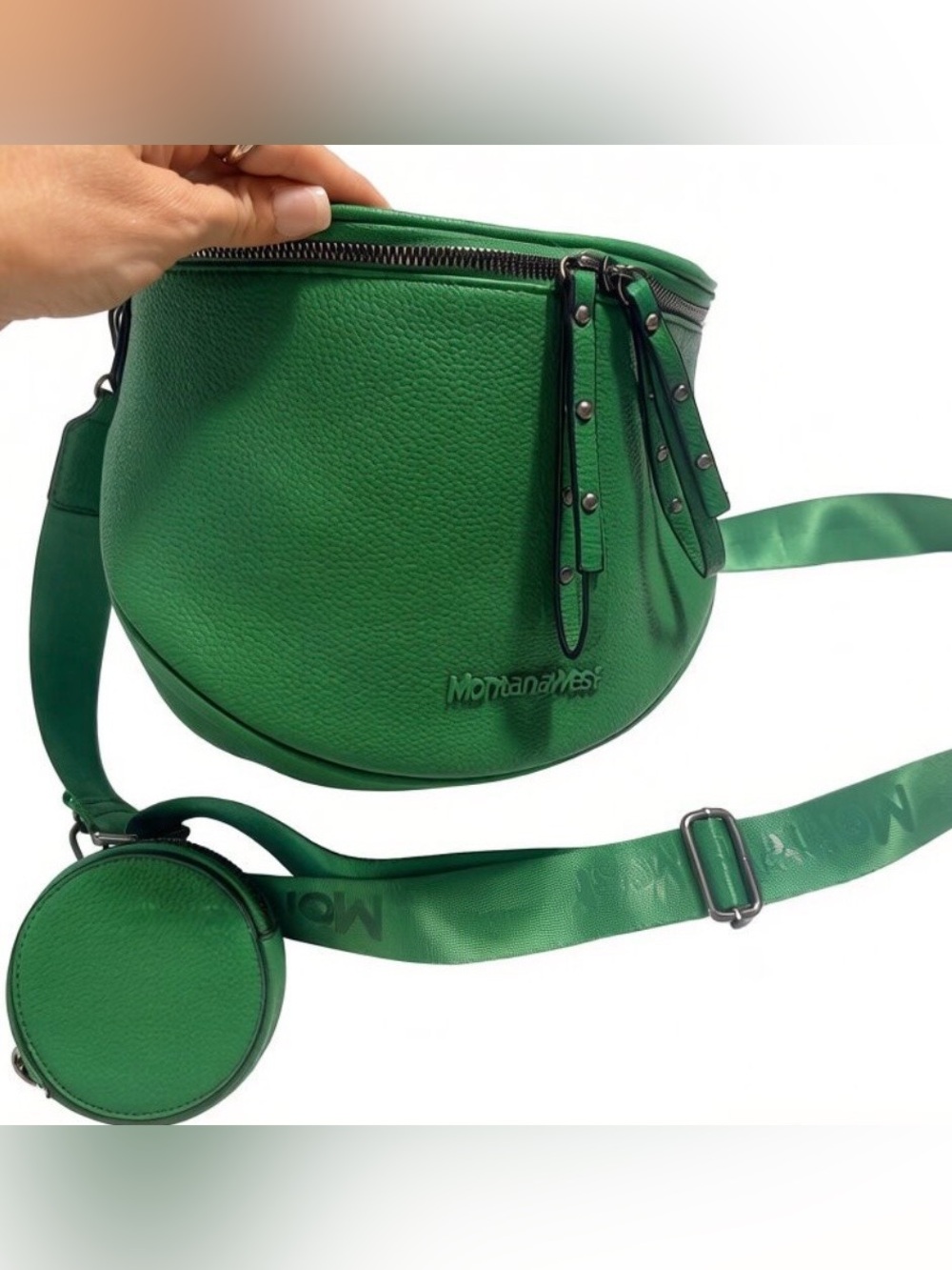 Montana West Emerald Green Crossbody Saddle Bag with Coin Pouch